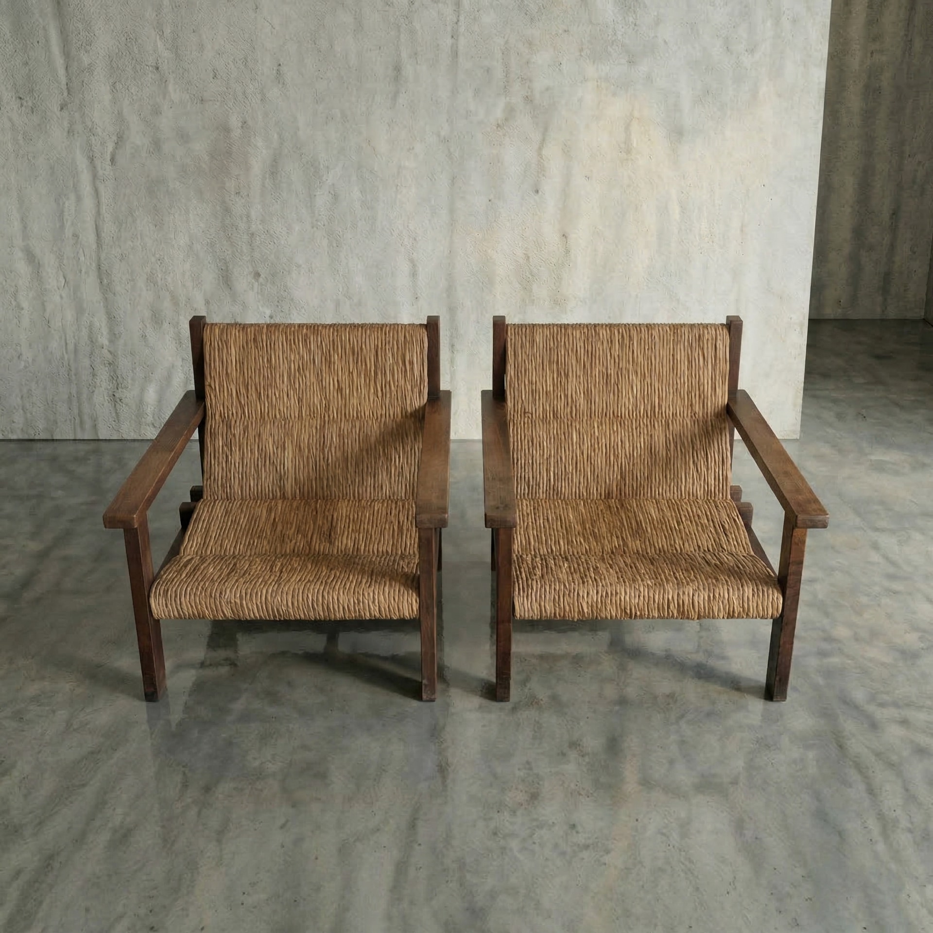Spanish Woven Fiber Armchairs, 1960s  by Handmade