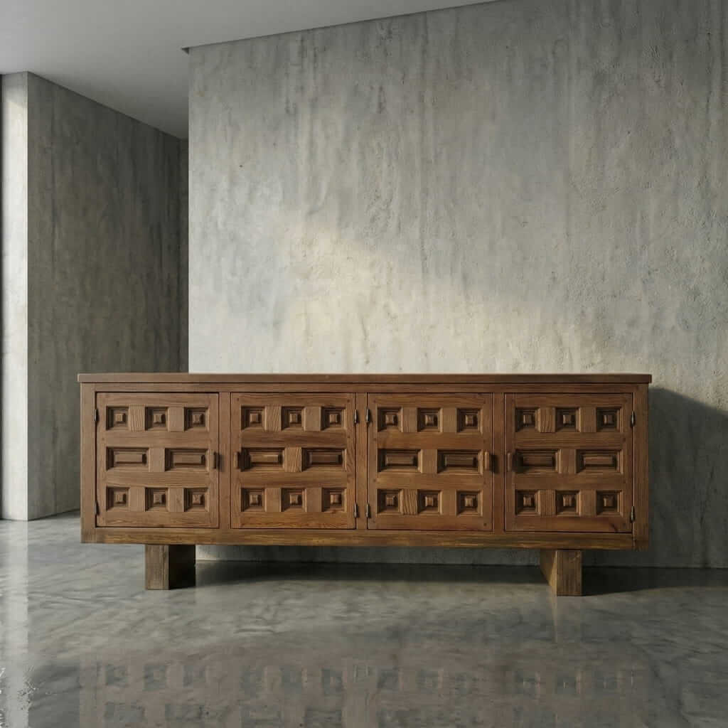 Spanish Pine Brutalist Sideboard, 1960s - View 3